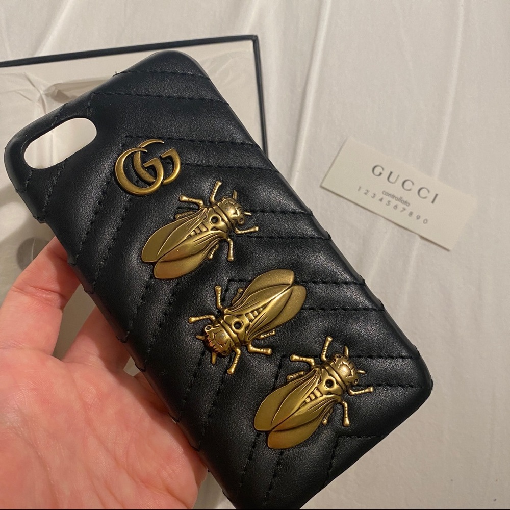 Gucci authentic marmont black leather phone case